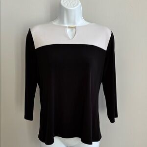 Calvin Klein Black and White Keyhole Top- PL